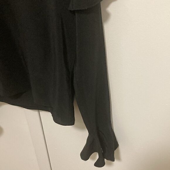 Alexis Silk Long Sleeve Ruffled Black Blouse. Size XS. - Picture 4 of 7